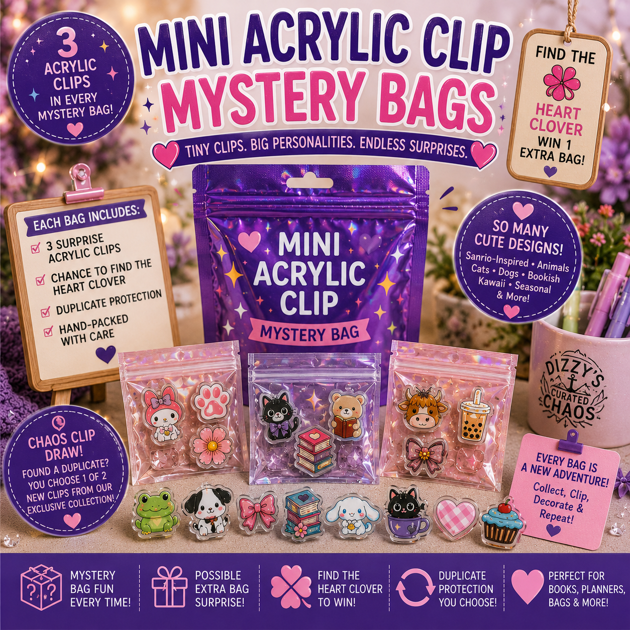 Mini Acrylic Clip Blind Bags