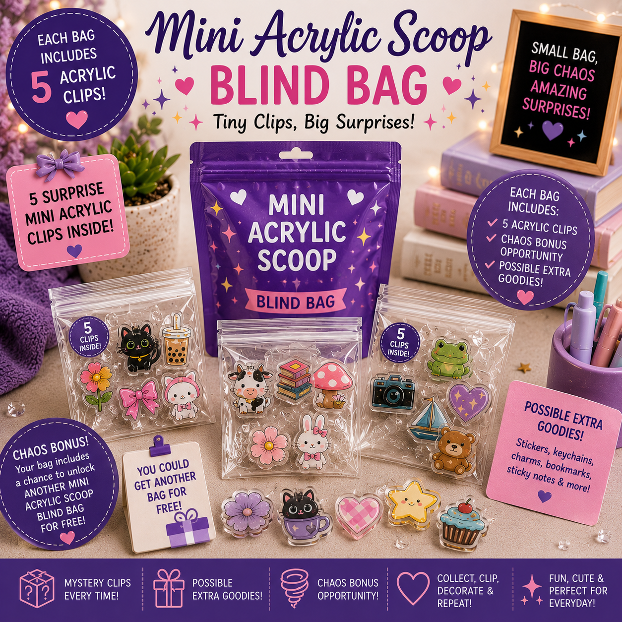 📎 Mini Acrylic Clip Mystery Bags 📎